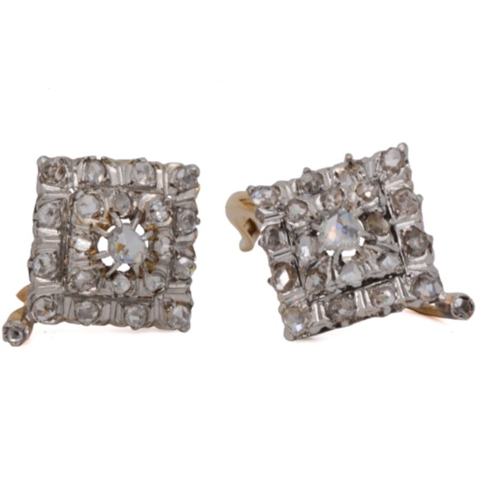 Boucles D'oreilles Anciennes Rares En Or Et Jais Sculpté - Occasion Vintage
