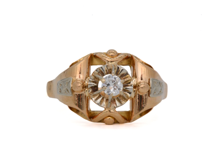 Bague livre ouvert or rose et or blanc 18 carats